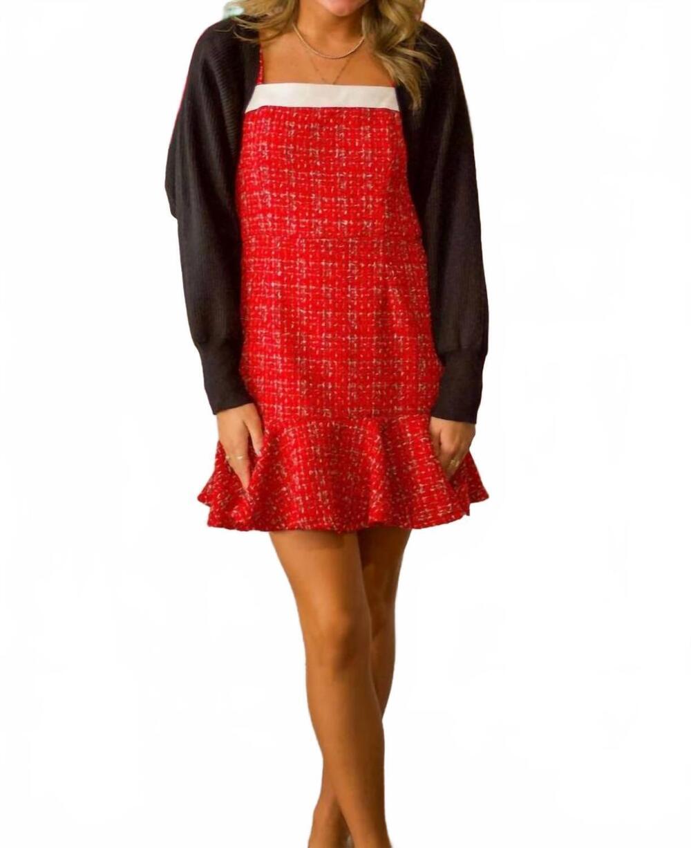 NEW ILLA ILLA ribbed knit bolero mini dress in red